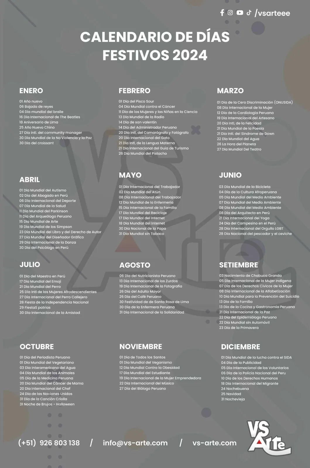 Calendario de marketing digital Perú 2024