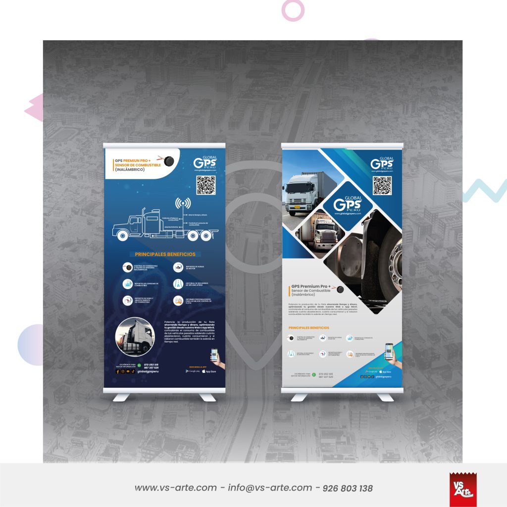 Diseño profesional de banner y roll screen publicitario personalizado con identidad de marca realizado por VSArte.